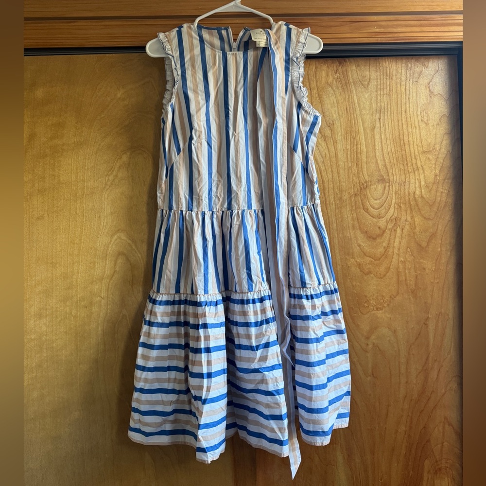 Kate Spade Blue and Cream Striped Midi Dress Size 4 (New w/o Tag)